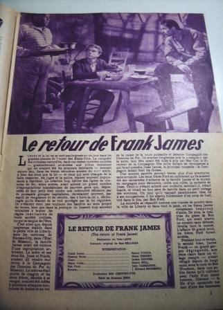 Movie: The Return Of Frank James 16 pages & 20 pic