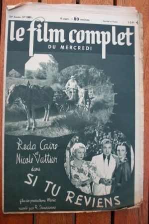 1941 Reda-Caire Jean Dunot Nicole Vattier Si tu reviens | Starducine