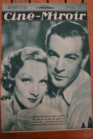 Magazine 1936 Marlene Dietrich Gary Cooper Sacha Guitry Pierre Blanchar