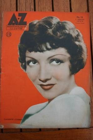 1934 Vintage Magazine Claudette Colbert On Front Cover