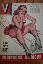 1949 Vintage V Magazine Pin-Up Jean David Calendar