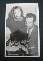 Vintage Postcard June Allyson Dick Powell